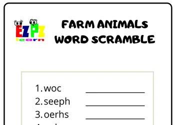 Farm Animals Word Scramble 1